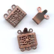 3 strands clasp Old copper tone 10mm x2