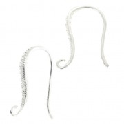 925 Sterling Silver Earwires with rhinestones 18.5 mm x2|raw }}