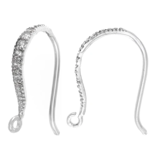 925 Sterling Silver Earwires with rhinestones 18.5 mm x2