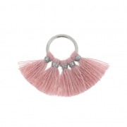 Small fan pendant with imitation cotton tassels 20x29mm Antique Pink/SilverTone x1|raw }}