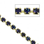 Rhinestones chain in cut crystal 2.10 mm Bermuda Blue x50cm|raw }}