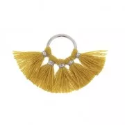 Small fan pendant with imitation cotton tassels 20x29 mm Sunflower/Silver Tone x1