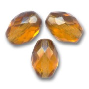 Fire Polished faceted olive-shaped beads 11x8mm Topaz x20