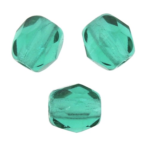 Fire Polished faceted round beads 4mm Emerald  x50