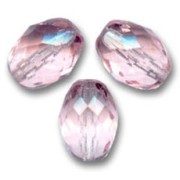 Fire Polished faceted olive-shaped beads 11x8mm Rosaline x20