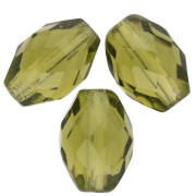 Faceted olive-shaped beads, 11x8 mm - Olivine x20