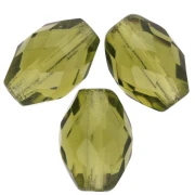 Faceted olive-shaped beads, 11x8 mm - Olivine x20