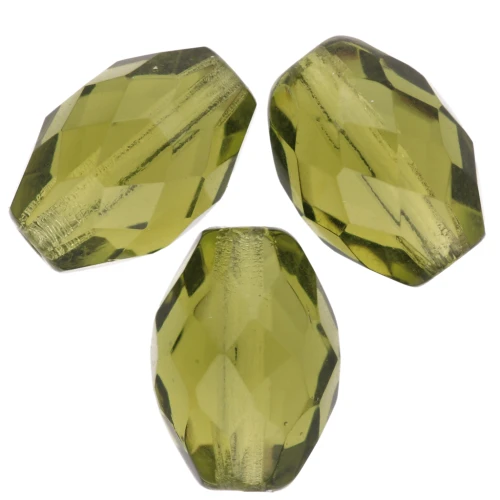 Faceted olive-shaped beads, 11x8 mm - Olivine x20