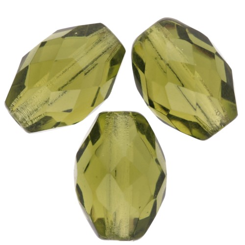 Fire Polished faceted olive-shaped beads 11x8mm Olivine x20