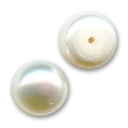 Semi-perforated cabochons - 8 mm - White Iridescent freshwater pearls x2|raw }}