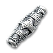 Decorated tube 24x8mm old silver tone x1|raw }}