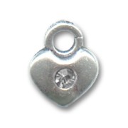 Heart charm 8mm with crystal strass x1