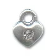 Heart charm 8mm with crystal strass x1