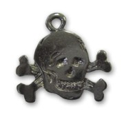 Skull charm 16x20mm black nickel x1