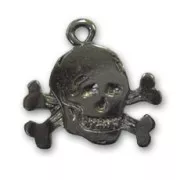 Skull charm 16x20mm black nickel x1