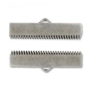 Crimp-end for ribbon 24mm Old silver colored x2|raw }}