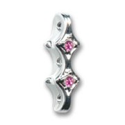 3 strands spacer 17x5mm rhodium plated Rose rhinestones x1|raw }}