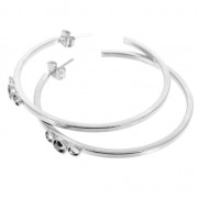 Earring Hoops Square wire for 3 and 4 mm flat back cabochons 48x2 mm Silver Tonex2|raw }}