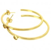 Earring Hoops Square wire for a 4 mm flat back cabochon - 48x2 mm fine Gold pla x2
