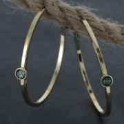 Earring Hoops Square wire for a 4 mm flat back cabochon - 48x2 mm fine Gold pla x2