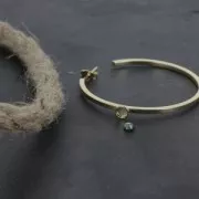 Earring Hoops Square wire for a 4 mm flat back cabochon - 48x2 mm fine Gold pla x2