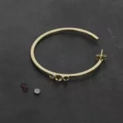 Earring Hoops Square wire for 3 and 4 mm flat back cabochons - 48x2 mm fine Gold platedx2