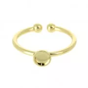 Adjustable ring 1 setting for 4 mm flat back cabochon - fine Gold plated x1