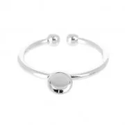 Adjustable ring 1 setting for 4 mm flat back cabochon - Silver Tone x1