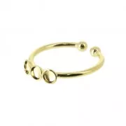 Adjustable ring 3 setting for 3 mm flat back cabochon fine Gold plated x1