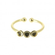 Adjustable ring 3 setting for 3 mm flat back cabochon fine Gold plated x1