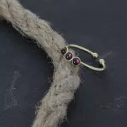 Adjustable ring 3 setting for 3 mm flat back cabochon fine Gold plated x1