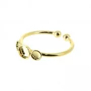 Adjustable ring 3 setting for 4 and 3 mm flat back cabochon fine Gold plated x1