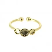 Adjustable ring 3 setting for 4 and 3 mm flat back cabochon fine Gold plated x1