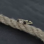 Adjustable ring 3 setting for 4 and 3 mm flat back cabochon fine Gold plated x1