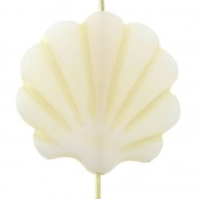 Flat Bead - mother-of-pearl - Scallop Pattern - Ivory x1