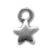 Star-shaped charms 10mm old silver tone x8
