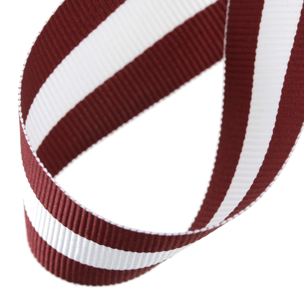 Striped grosgrain ribbon for sewing 24 mm Red/White x 1m Perles & Co