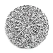 Round Filigree finding 46mm Old silver tone x1