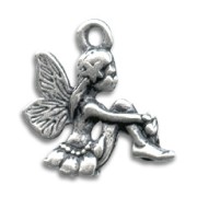 Fairy charm 19mm Old silver tone x1