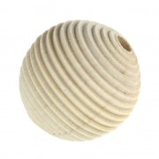 Wooden striated beads 20 mm Natural x10|raw }}