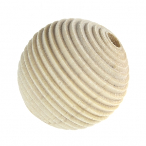 Wooden striated beads 20 mm Natural x10