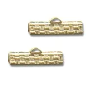 Crimp-end for ribbon 20mm gold tone x2