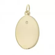 Oval charm decorated with heart and cross 20.5x12 mm Gold plated 3 microns x1