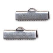 Crimp-end for ribbon 20mm Antique Silver Plating x2