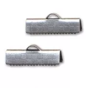 Crimp-end for ribbon 20mm Antique Silver Plating x2