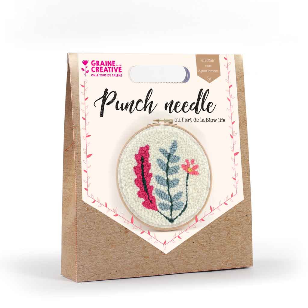 Punch needle DIY embroidery kit Plant pattern 20 cm x1 Perles & Co