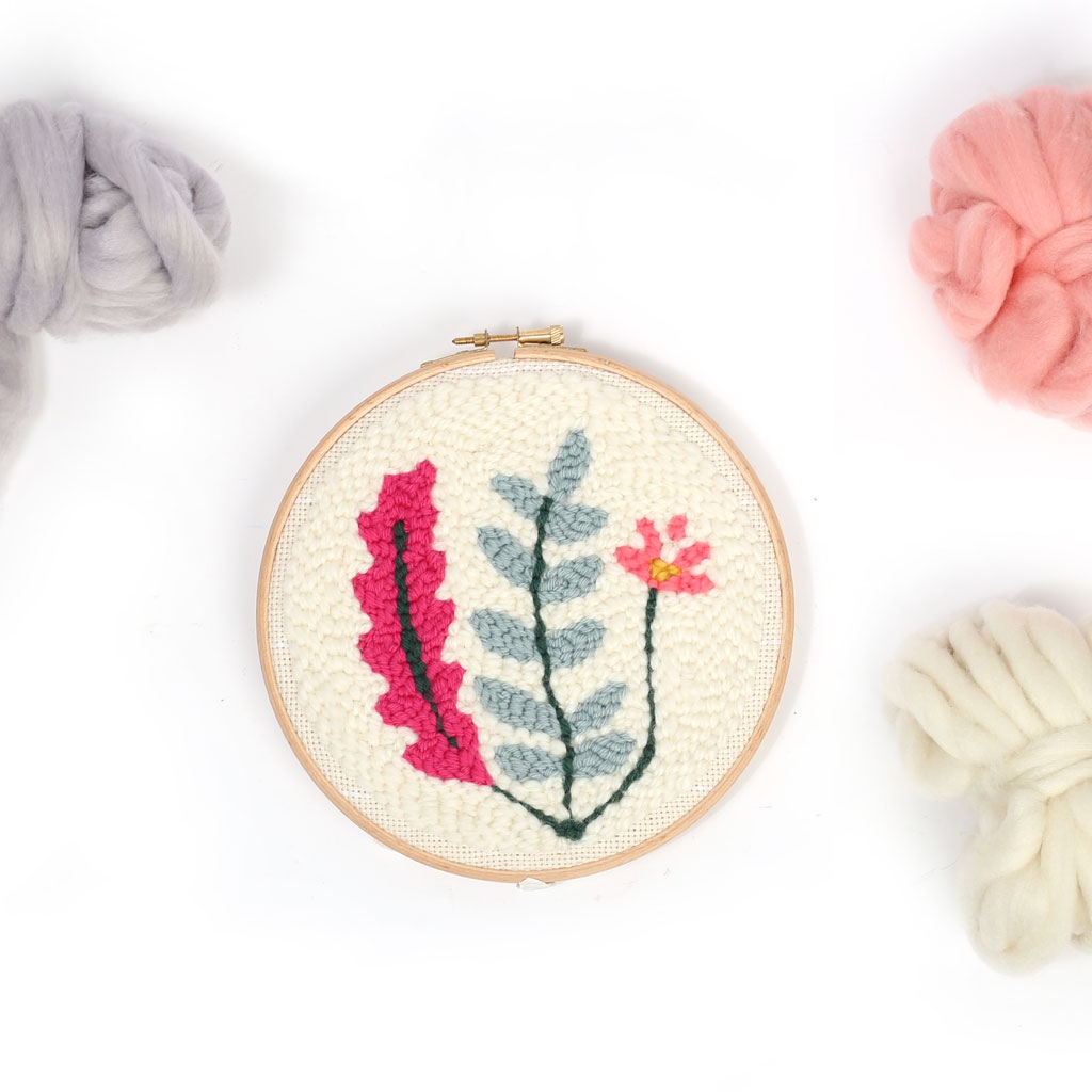 Punch needle DIY embroidery kit Plant pattern 20 cm x1 Perles & Co