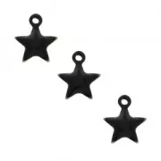 Star charm in metal and epoxy resin 7 mm - Black x6