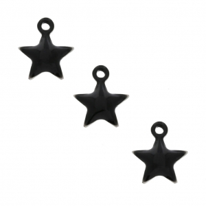 Star charm in metal and epoxy resin 7 mm - Black x6