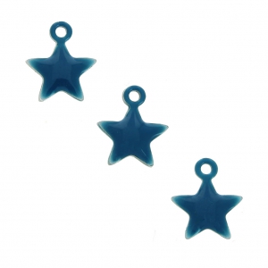 Star charm in metal and epoxy resin 7 mm - Petrol Blue x6